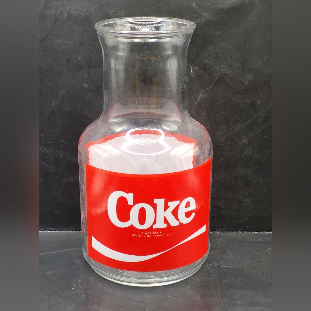 Vintage Coca-Cola Glass Carafe Pitcher Libbey Canada Bilingual Label Pitcher Jug
